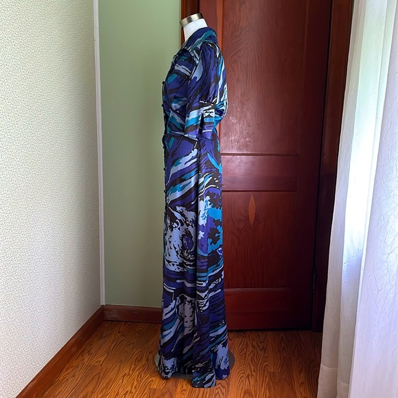 VINTAGE Miss T (English Brand) Blue and Purple Maxi Dress, Size M - Picture 5 of 12
